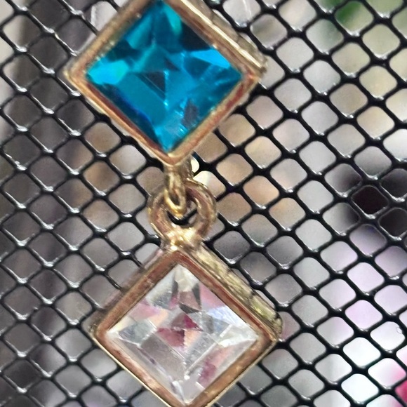 Elegant Blue and Silver Drop Earrings vintage - Picture 3 of 4